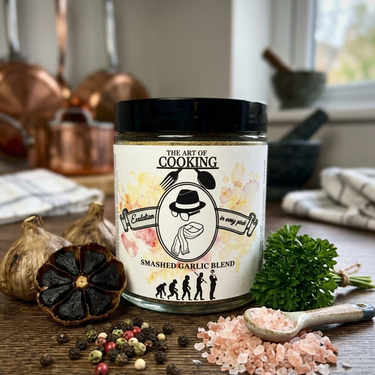 Jar black garlic seasoning blend from Funky Fishmonger and Forktap.com