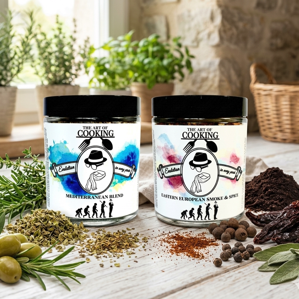 Mediterranean blend herbs and Eastern European Smoky Spices from Funky Fishmonger and Forktap.com