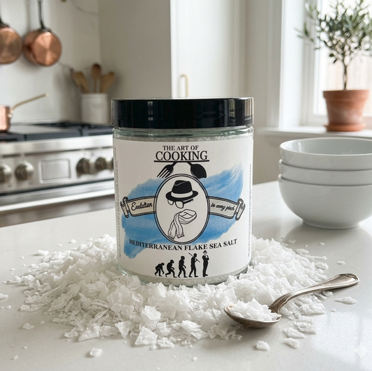 Jar of Mediterranean Flake Sea Salt from Funky Fishmonger and Forktap.com